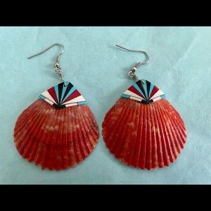 Earrings Hand Painted Shell